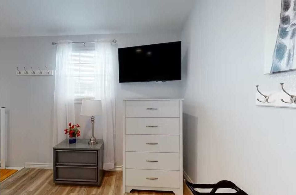 The bunk room in the loft includes a smart TV, too, it's a great space for kids to enjoy!