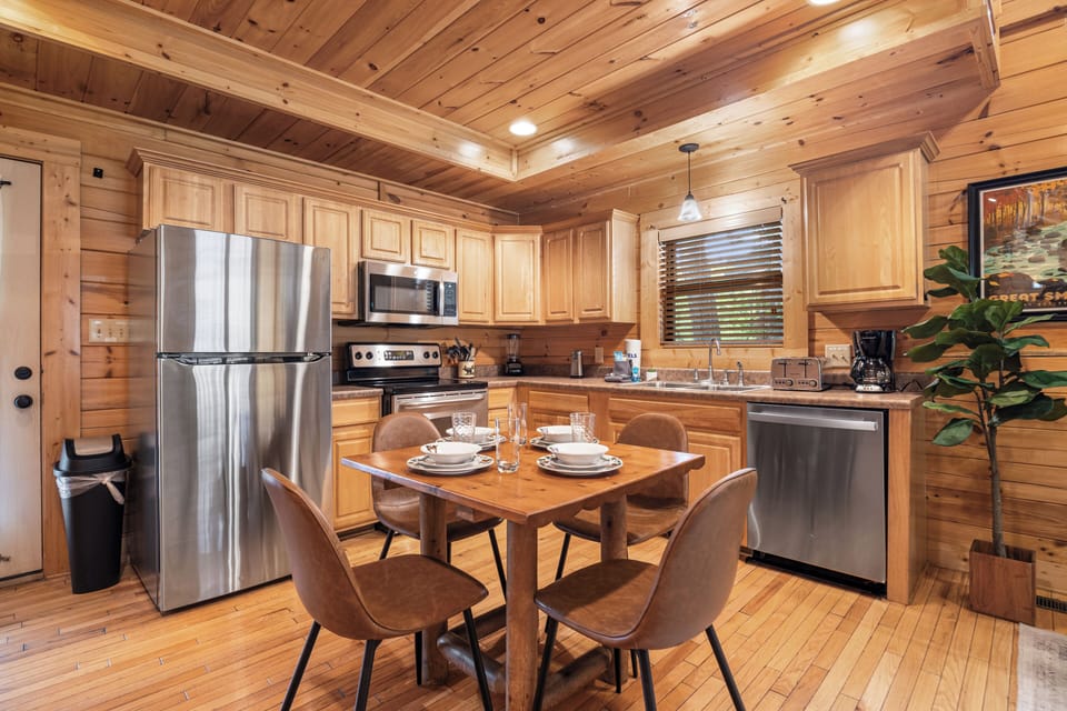 Prepare a home cooked hearty meal or heat up take-out in the full kitchen!