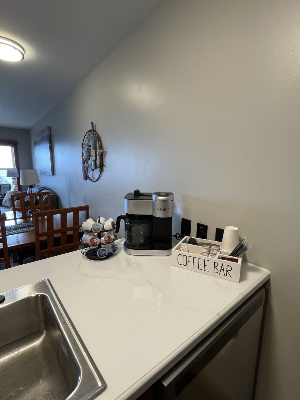 Keurig Duo Coffee maker and starter coffee, sugar and creamer