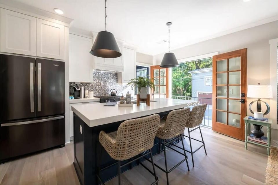 Loads of natural light from the big living room windows. 