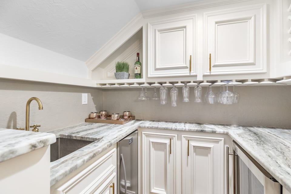 Wet Bar with Ice Maker and Wine Fridge 