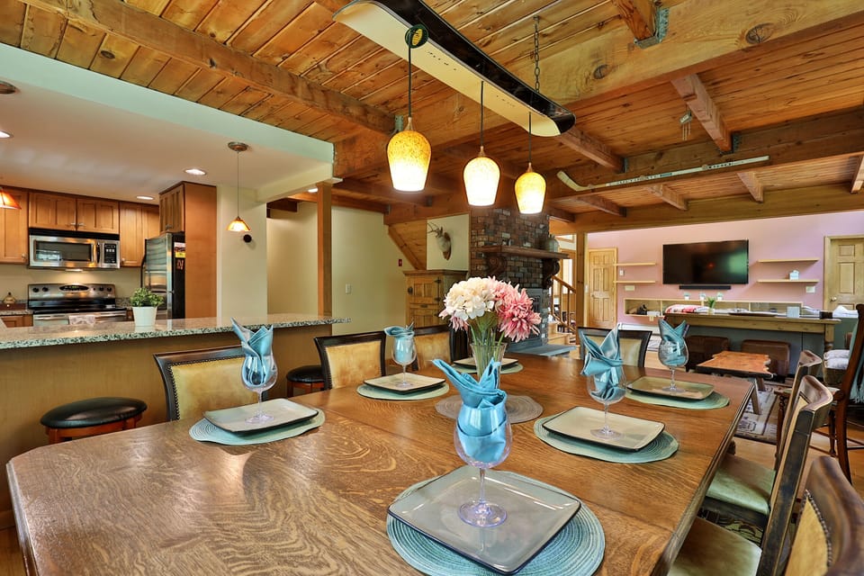 Dining, living room and kitchen