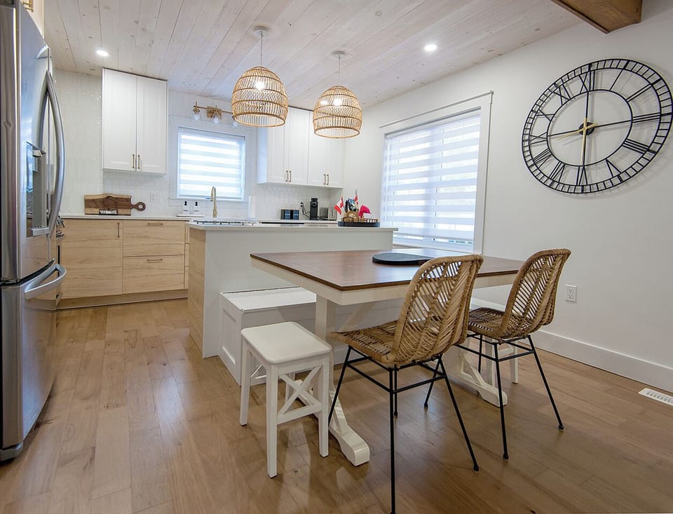 Open kitchen area with modern appliances