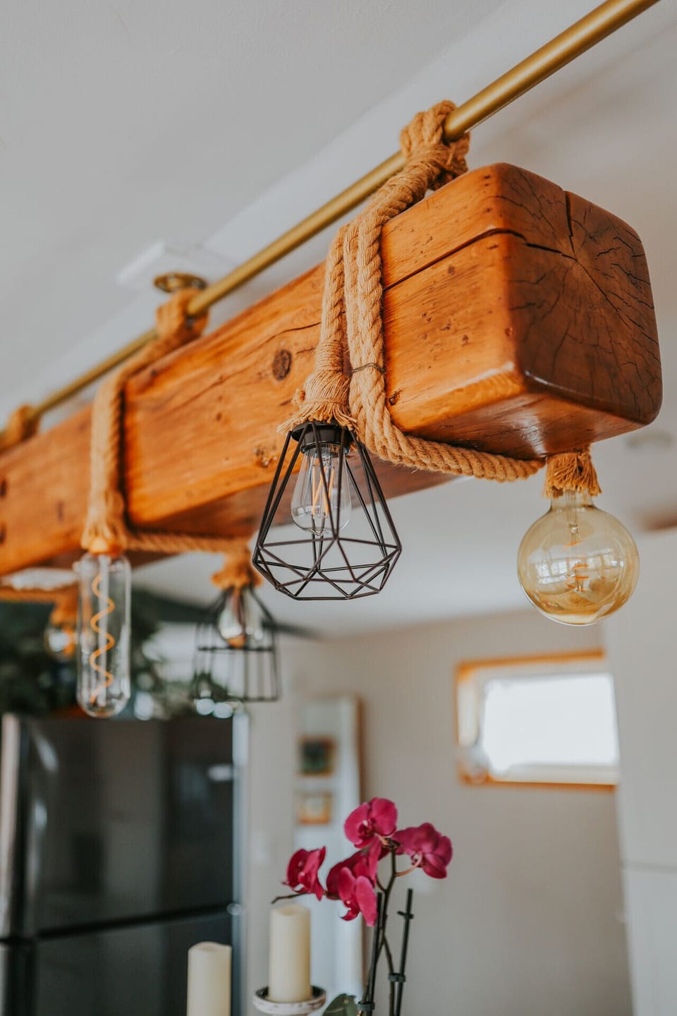 Custom made chandelier & bar table