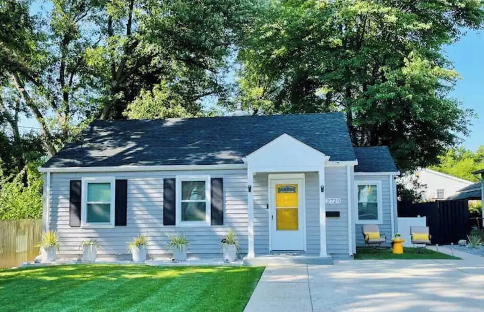 Professional landscaped front yard.