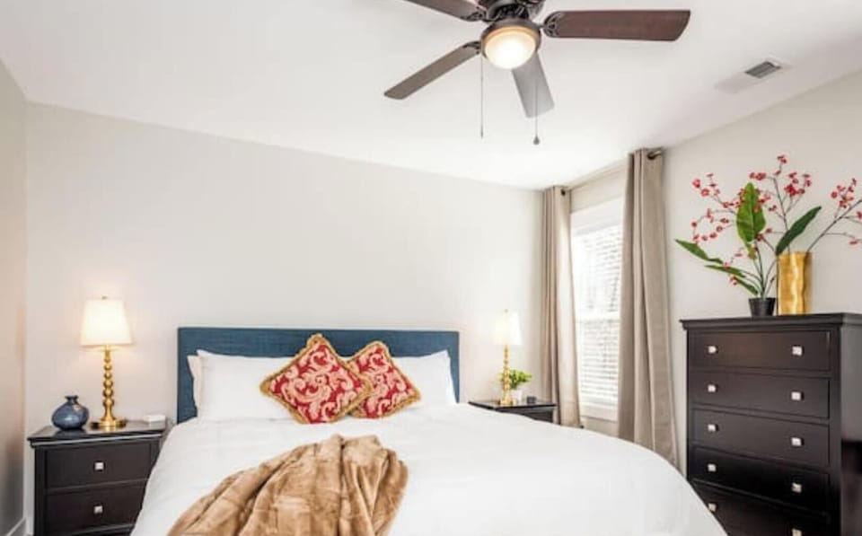 First bedroom with a king sized bed