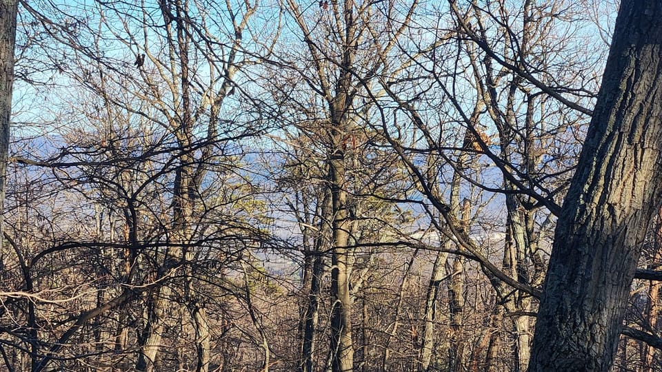 Zoomed in view from sliding door so you can see the Shenandoah Valley and Mountain Range on other side. Feb 2024