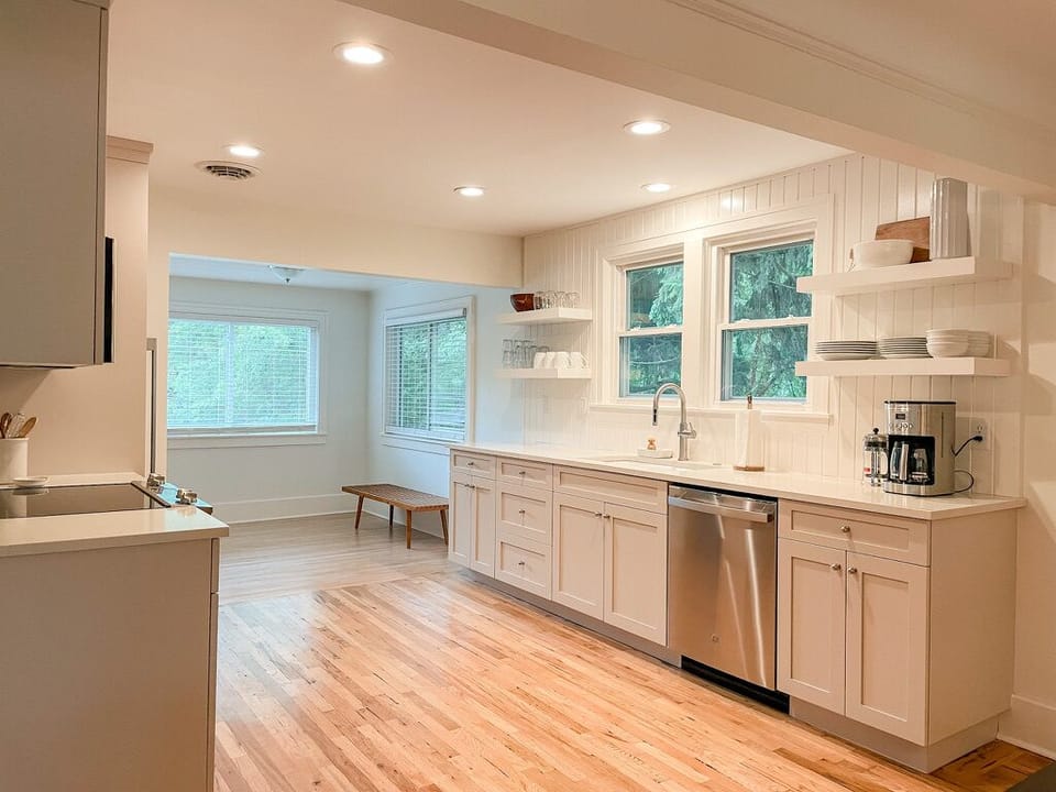 Kitchen with mudroom area right inside the back entrance.