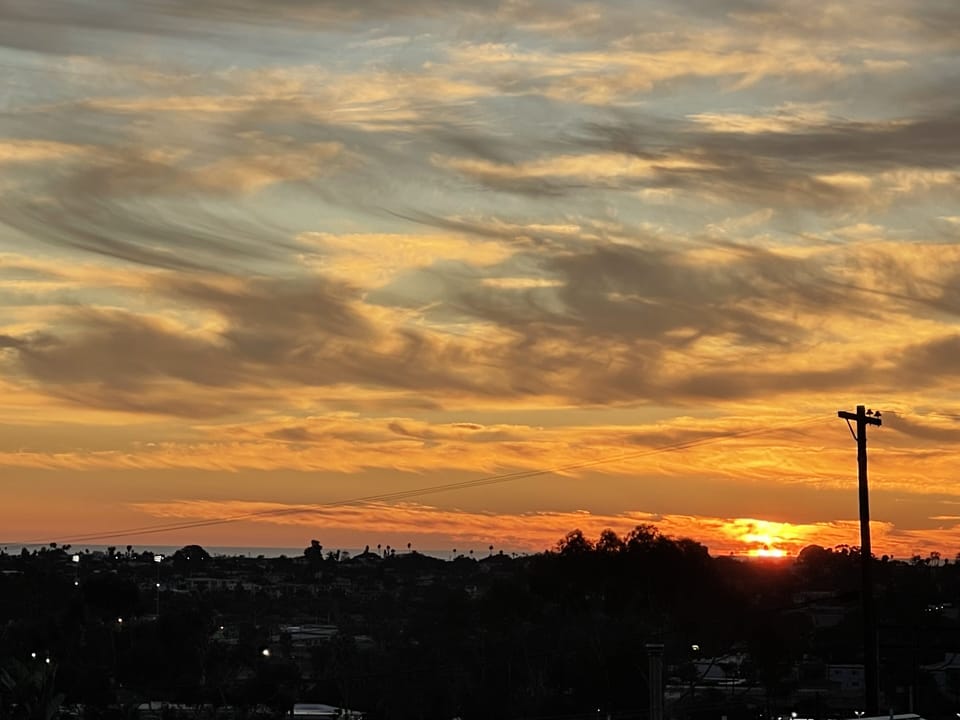 Sunset view over the ocean from the deck