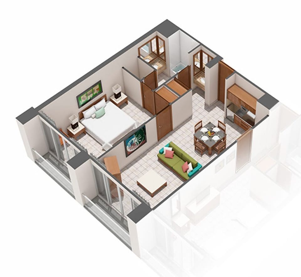 1 Bedroom Suite layout at the Mayan Palace