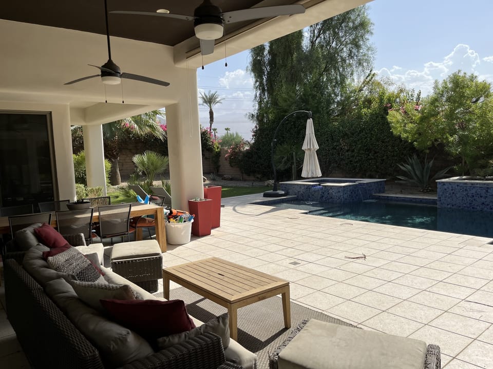 Outdoor dining and seating area
