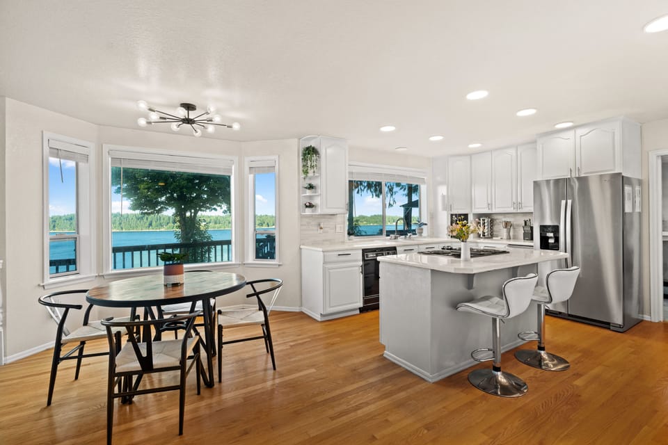 Mt. Rainier is just outside of the kitchen window