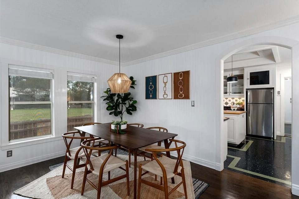 dining table + kitchen entrance