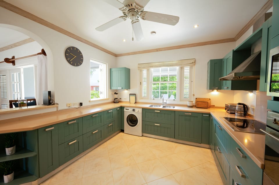 Kitchen with garden view.
