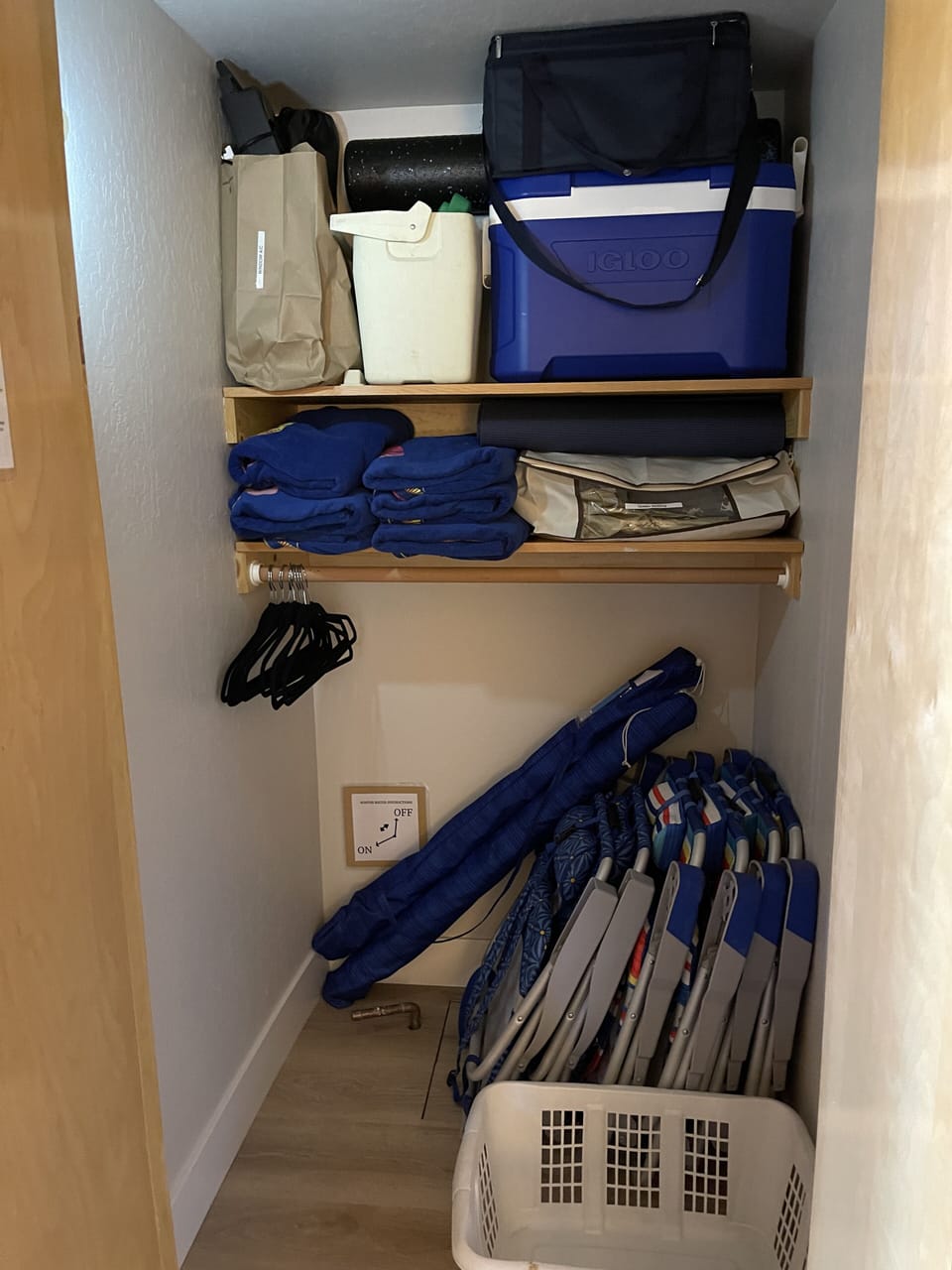 "Summer closet" in BR#1: 6 beach chairs & beach towels, 2 umbrellas & coolers.