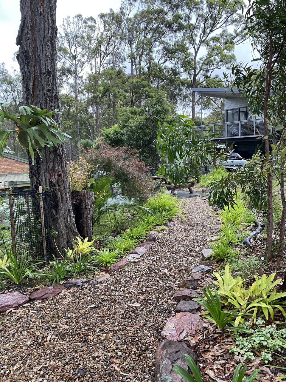 So many places to sit in the garden and listen to the Ocean