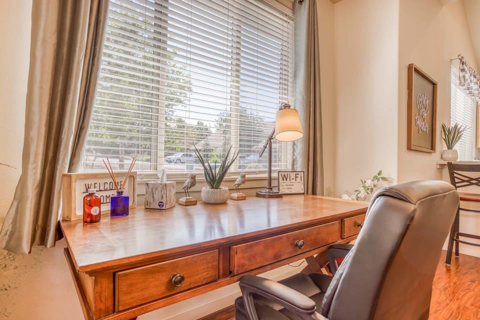 Office study with a window view