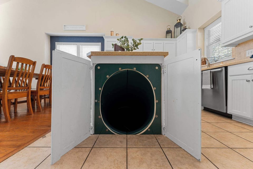 Access to the Kid Cave via slide inside the island!