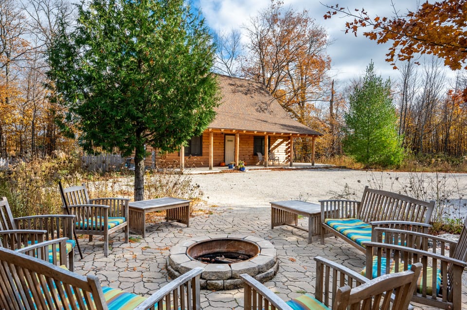 Fire pit.  Wood for purchase available