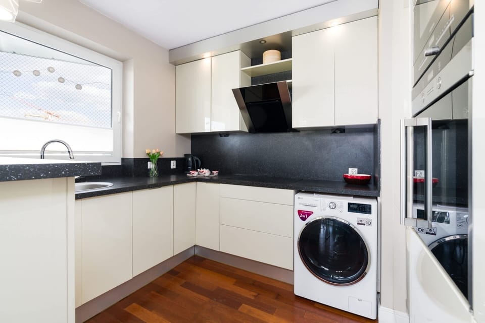 The fully equipped kitchenette includes everything you need for a home-cooked meal.