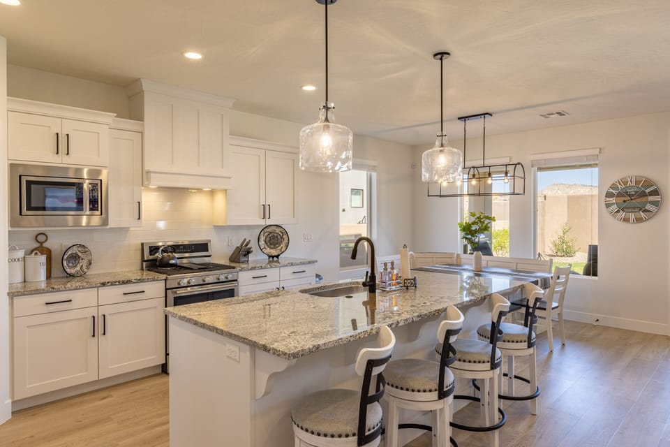 Kitchen Island - The Kitchen Island comfortably seats 4 adults and creates a great space for serving and preparing meals.