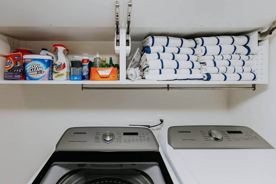 You'll have access to the laundry room - high capacity washer & dryer. We provide some laundry supplies to get you started. Beach / pool towels. 