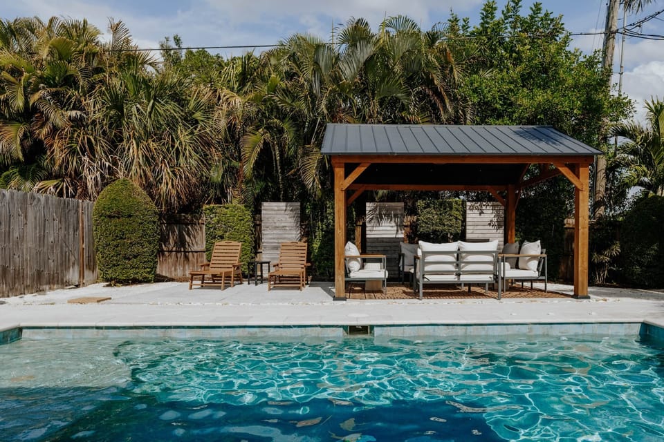 Freshly re-designed pool lounge area is luxurious and cozy! 