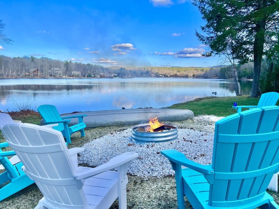 Enjoy a fire by the lake