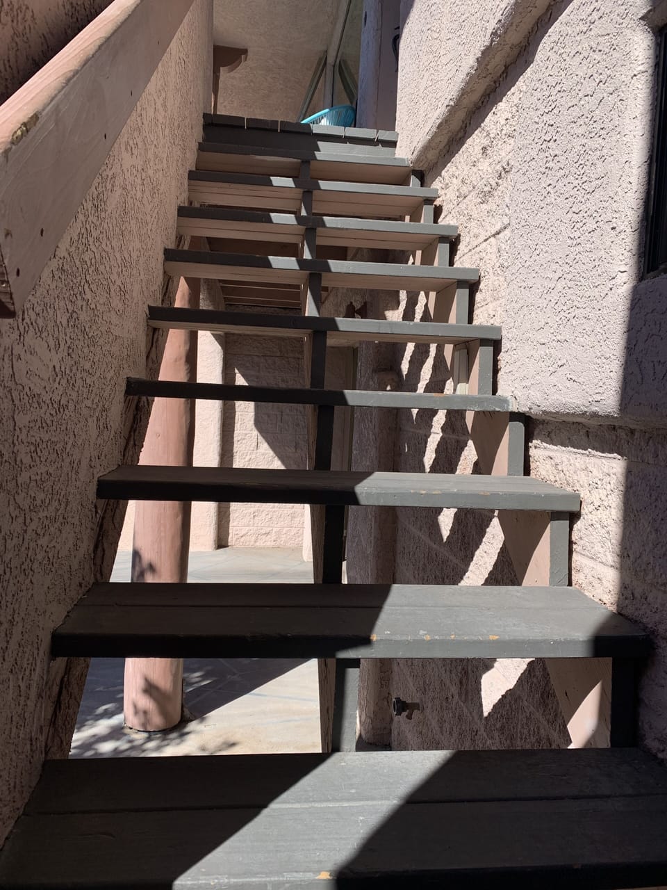 Access to the main living space via one flight of stairs.