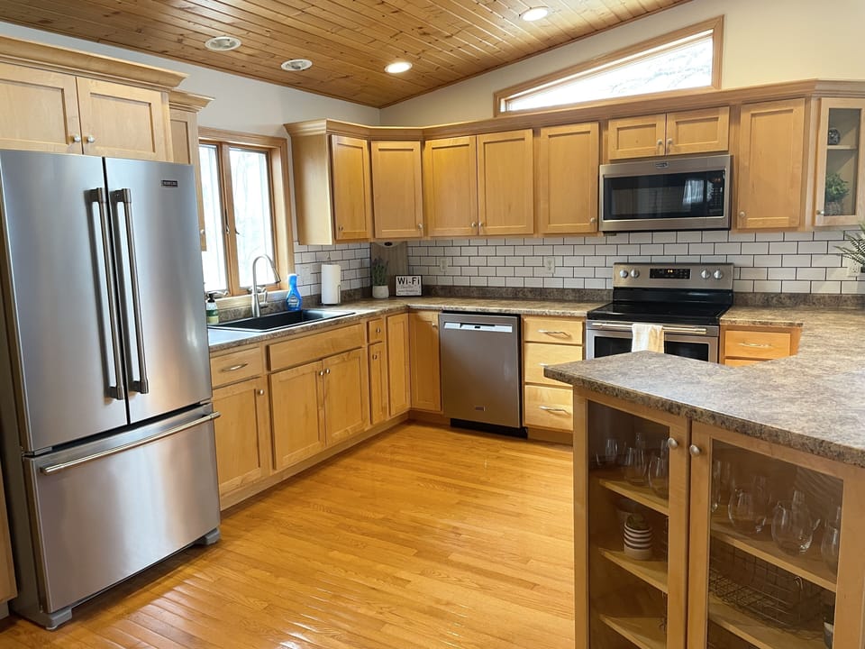 Fully equipped spacious kitchen.