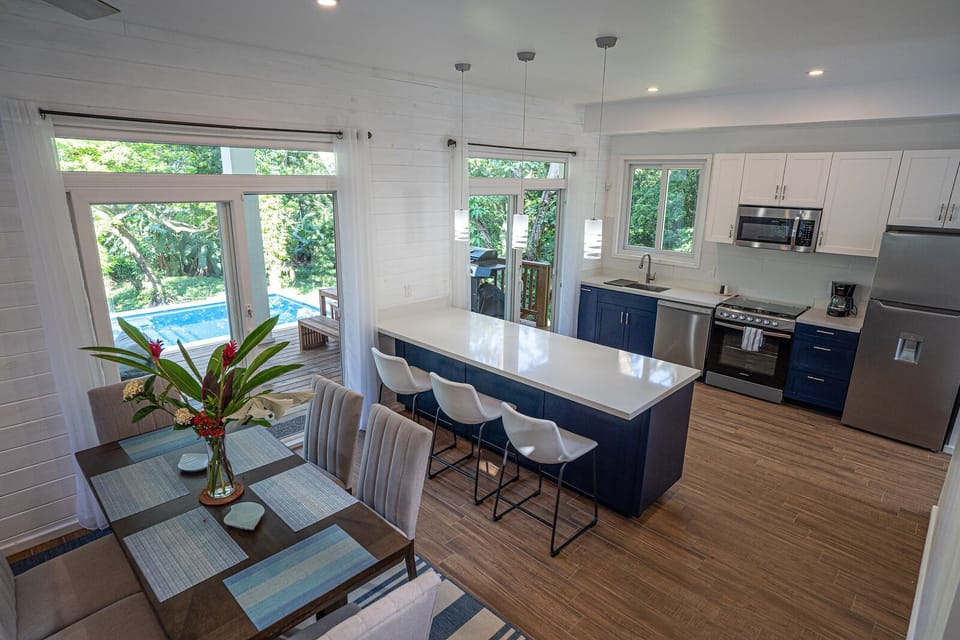 Sliding doors make it easy to go from outdoor to indoor living. 