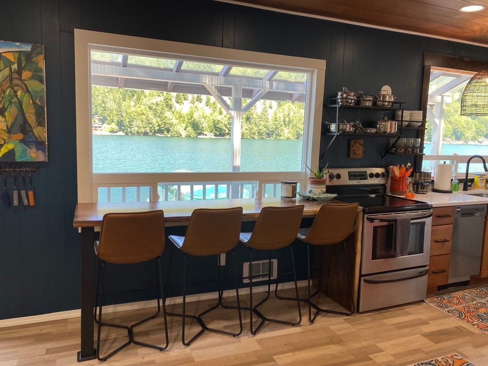Enjoy the view with your meal, counter seating for 4
