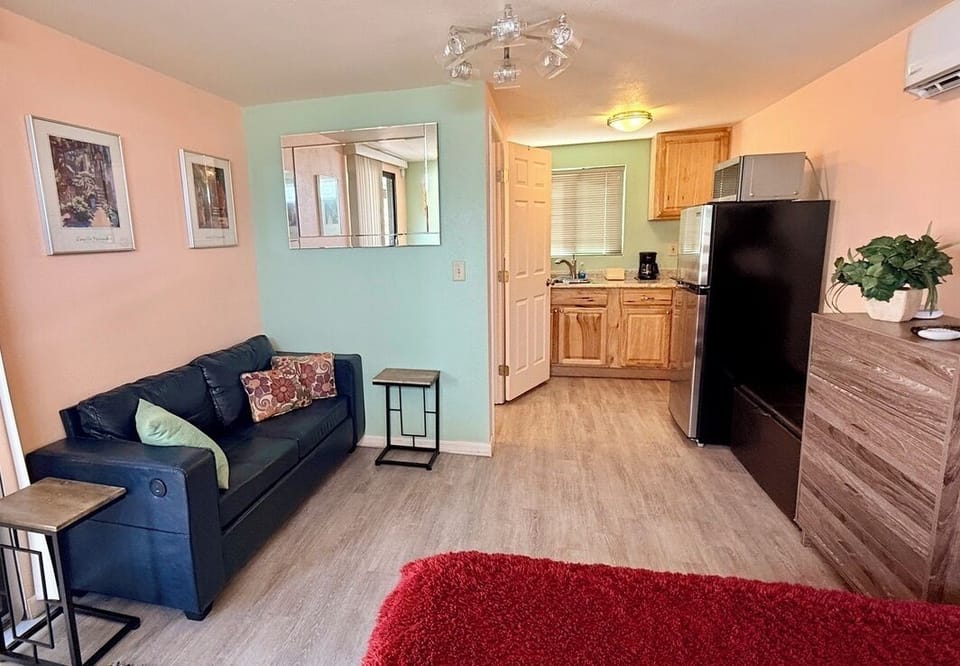 Living room area and Kitchen