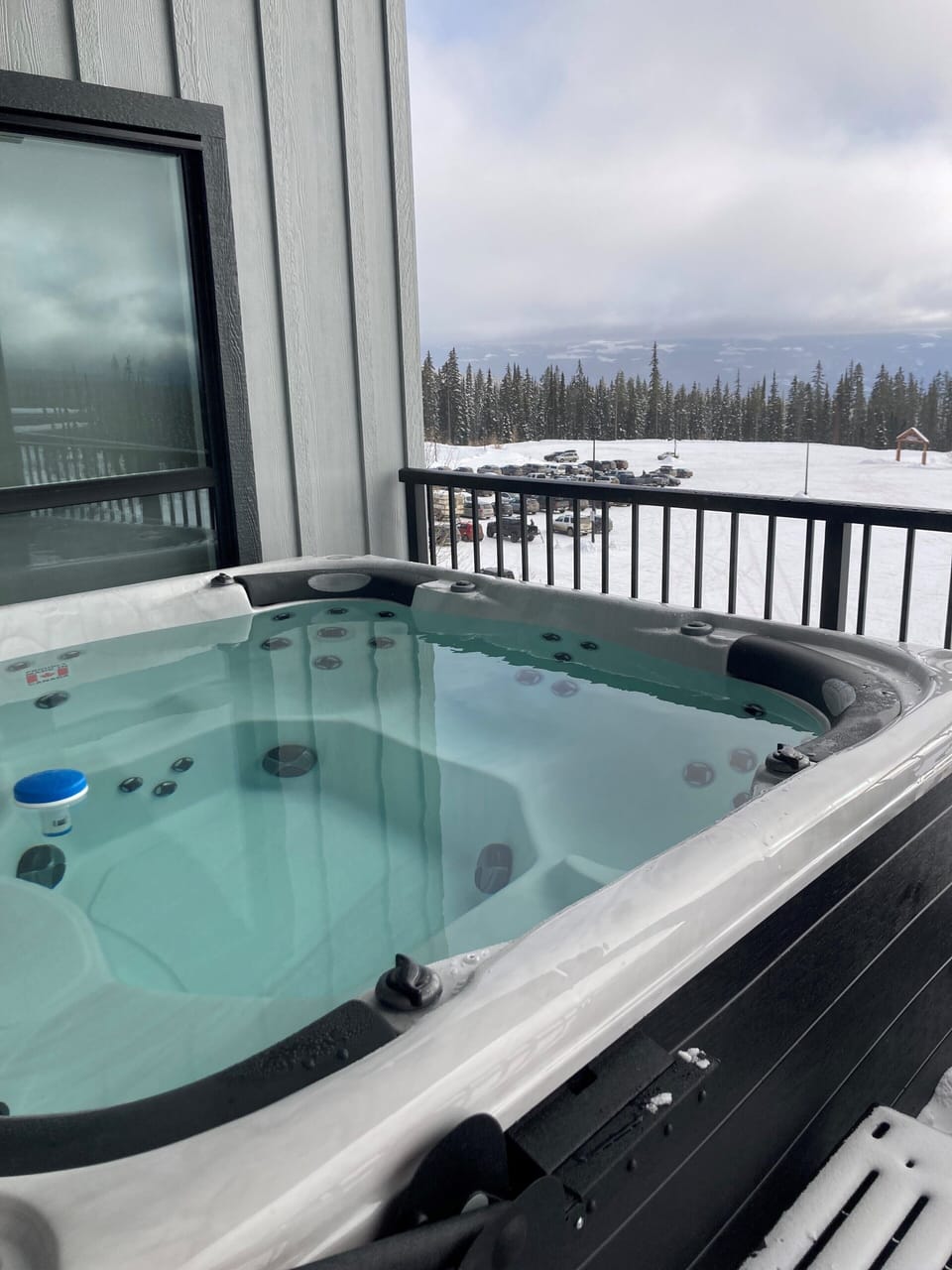 Deck off the kitchen features private hot tub and BBQ