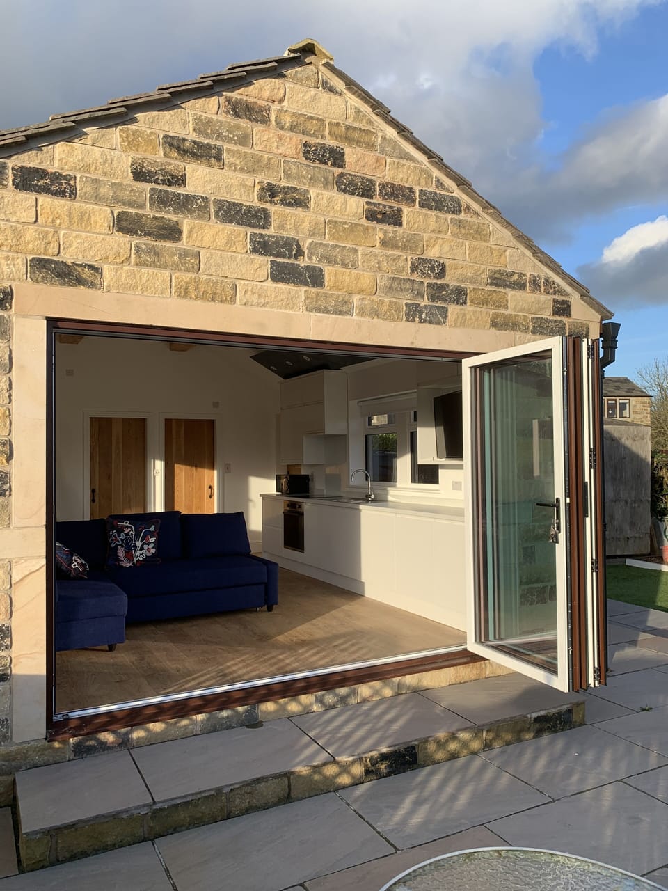 Bi-fold doors to patio with bbq and 360 views