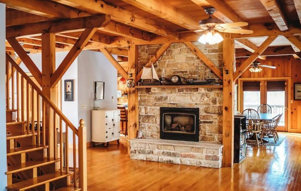 Looking toward the kitchen area. Front door left and main living room right.