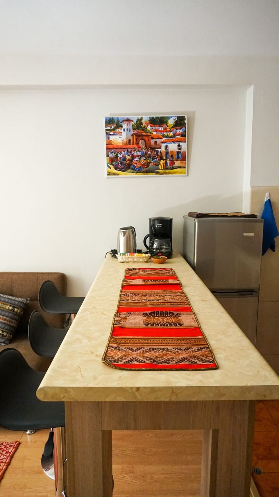 Dining table bar, kettles and coffee maker