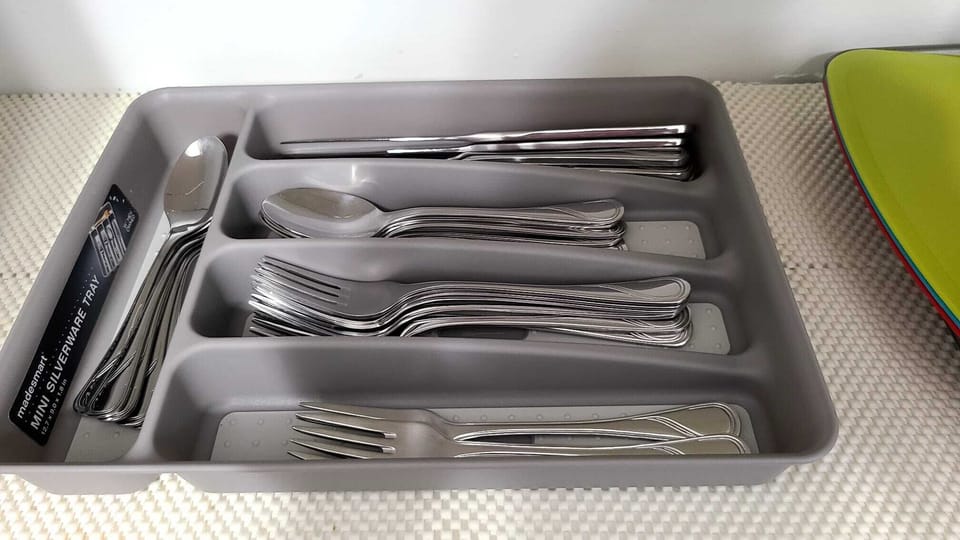 Well organized, clean utensils.
