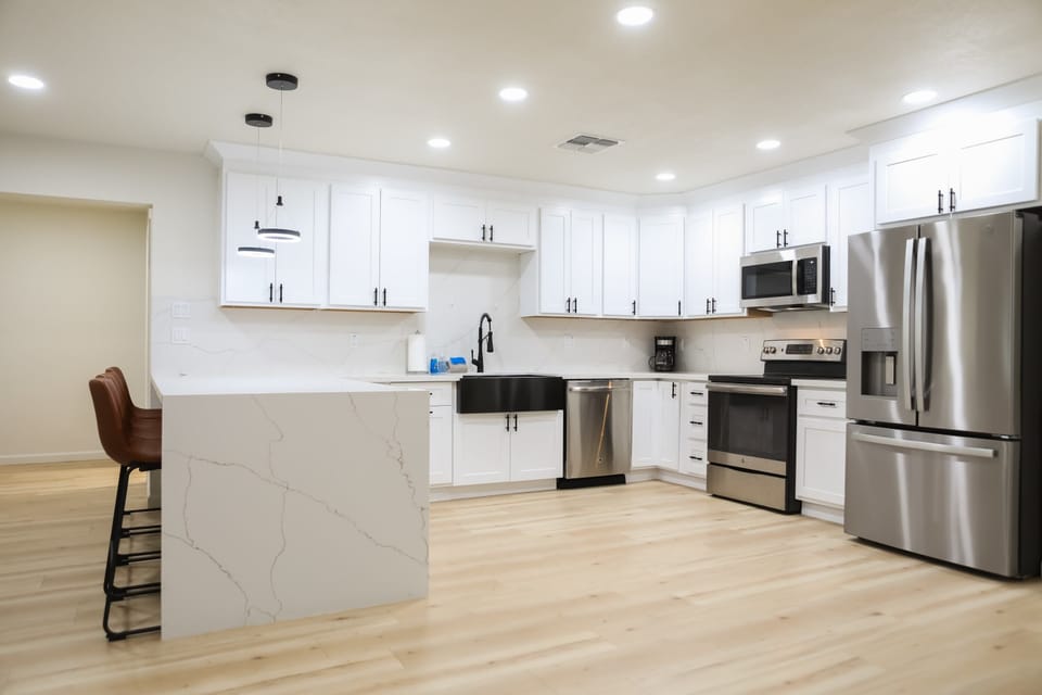Large Kitchen with upgraded appliances and basic essentials
