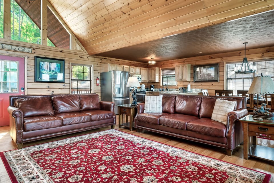 Gather with everyone at the living room,  kitchen, and dining table. 