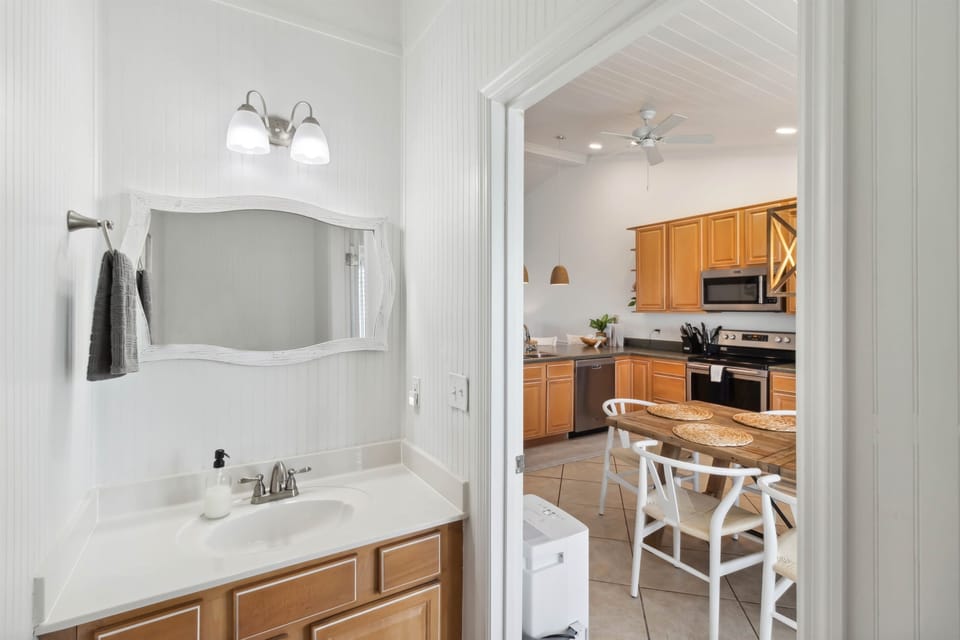 Half bathroom off kitchen
