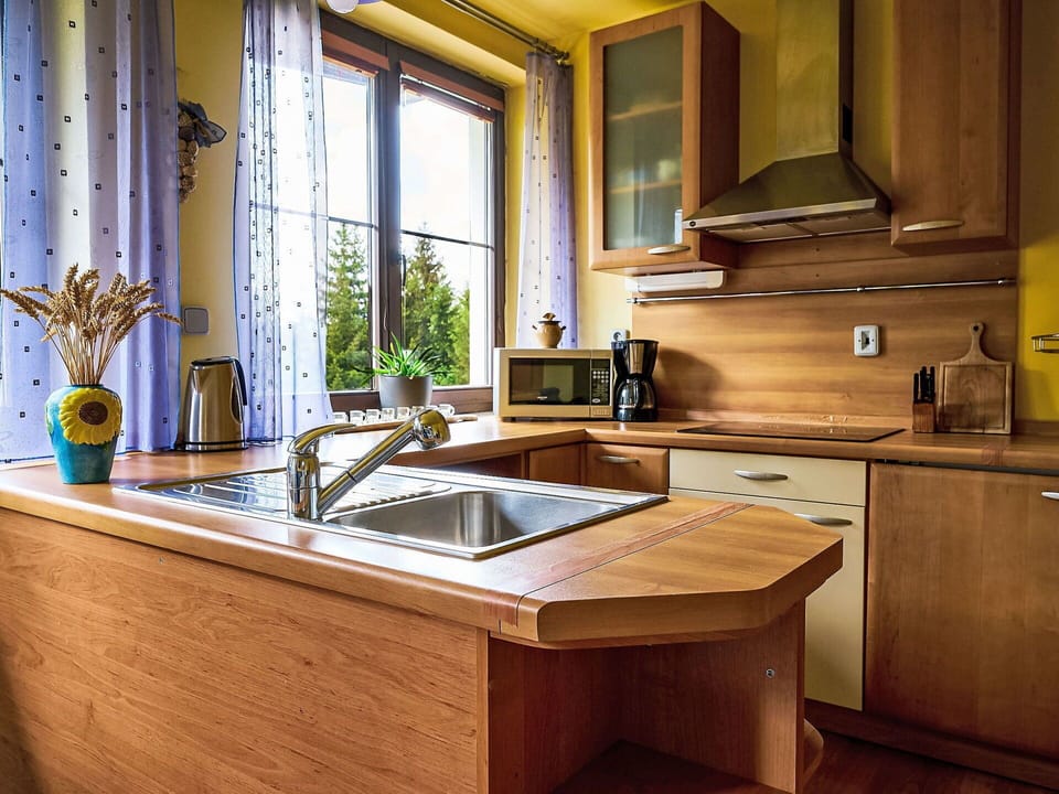 Cabinetry, Countertop, Kitchen Sink, Property, Window, Furniture, Sink, Kitchen, Wood, Interior Design