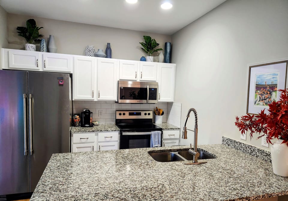 Brand new appliances in stocked kitchen with Nespresso Coffee Bar!