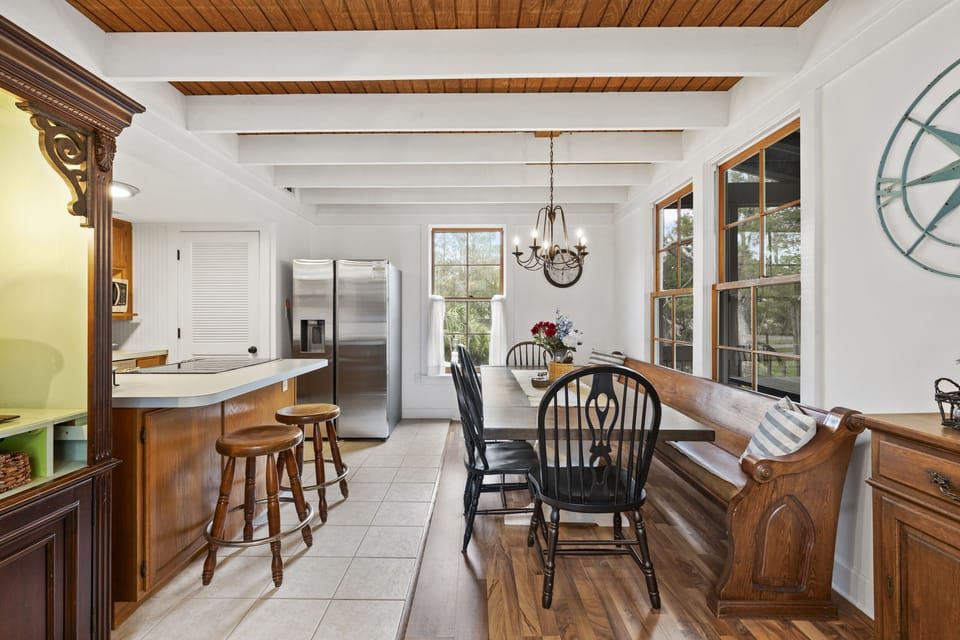Family dining space open to the kitchen.