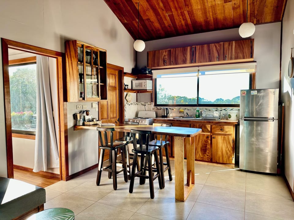 Fully equipped kitchen with views—cook in nature
