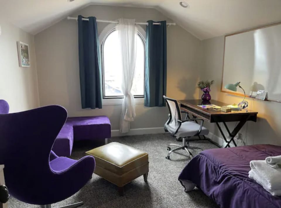 Cozy, quiet, and purple.