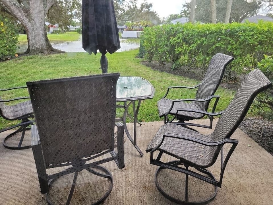 Patio with pond 