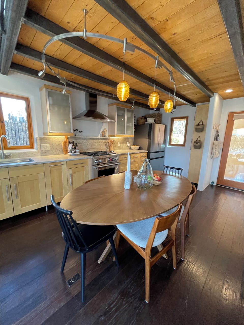 Comfortable dining and or work space. 