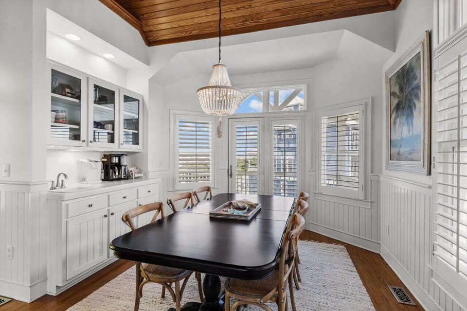Dining Area with Coffee Bar and Door to Front Balcony
