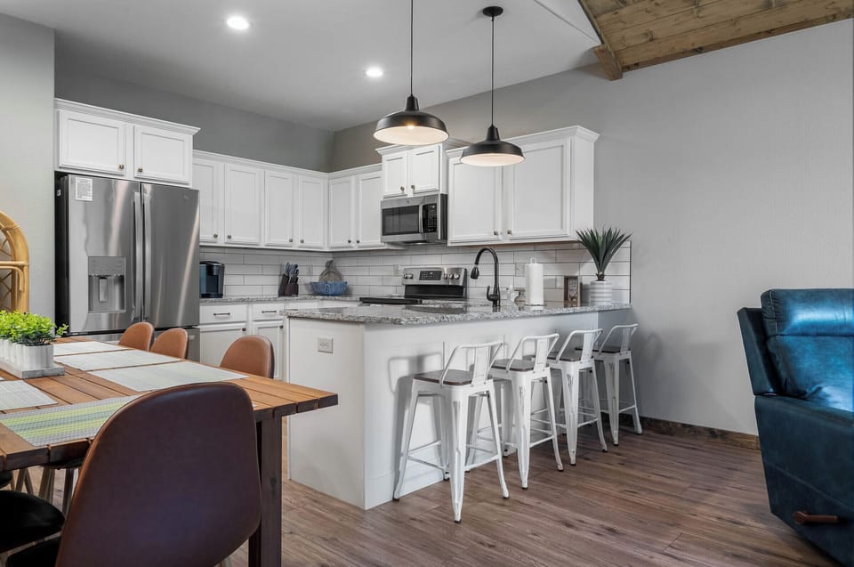 Dining space and kitchen area
